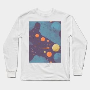 Celestial Stars, planets and Nebulas - Space Retro style Long Sleeve T-Shirt